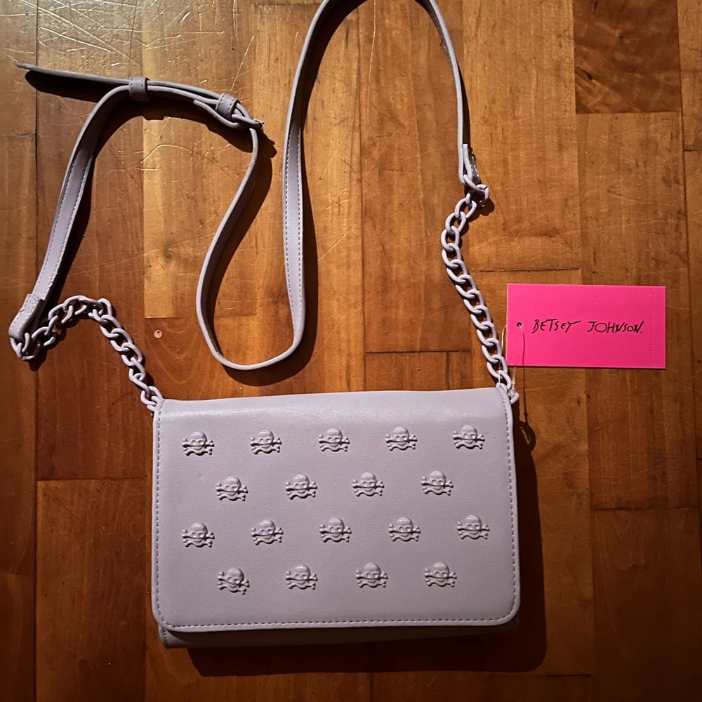 Betsey Johnson Lavender Skull Embossed Crossbody Bag